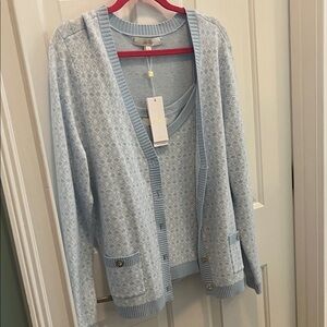 Lilly Pulitzer Pale Blue Patterned V-Neck Cardigan